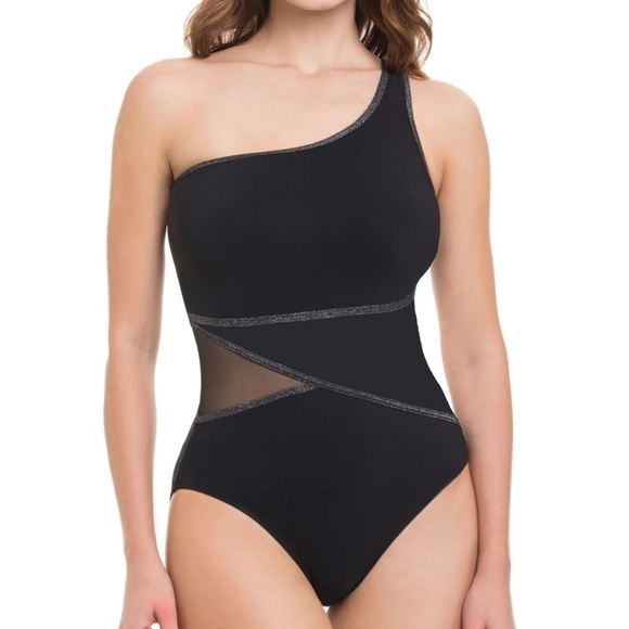 Profile By Gottex Stargazer One Shoulder One Piece 12 Nwt - Picture 1 of 2